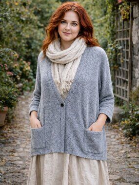 Pure J Jill One Button Oversized Boxy Cardigan Blue/gray Soft Fuzzy Fleece XL